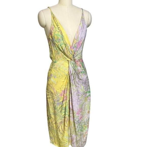 Delfi Collective Frankie Knotted Plunge Neck Floral Midi Dress| Size S - Picture 10 of 12